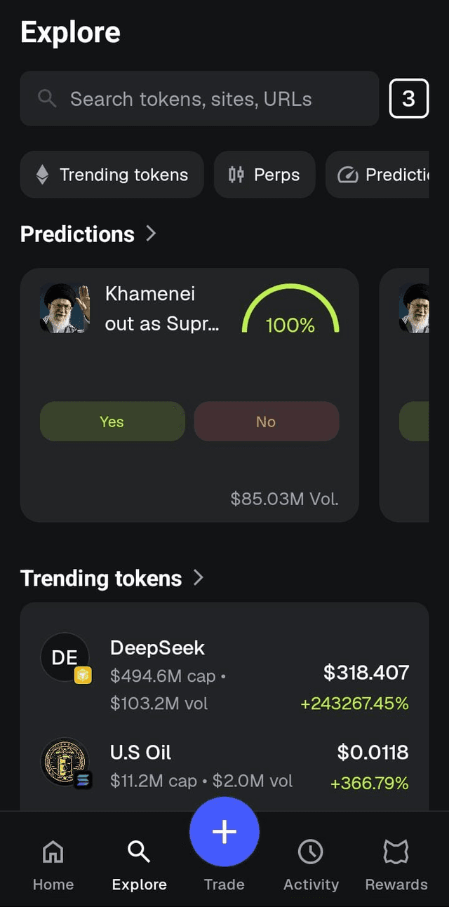 MetaMask Explore Tab